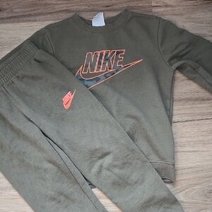 Nike Kids Olive and Orange Sweatpants Set